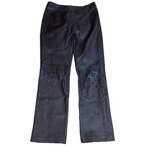 Boutique Europa Leather Straight Leg Lazer‎ Cut Pants Brown 6
